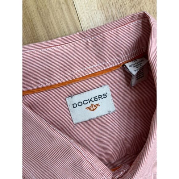 Dockers Red Mini Stripe Button Down Shirt L - Picture 3 of 4